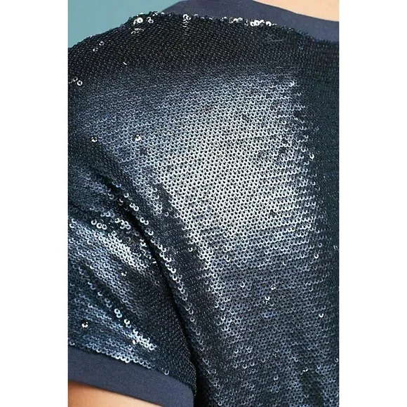 Moulinette Soeurs Antro Sequined Interstellar Navy Jewel Tone Tunic Shirt Dress - Picture 14 of 15